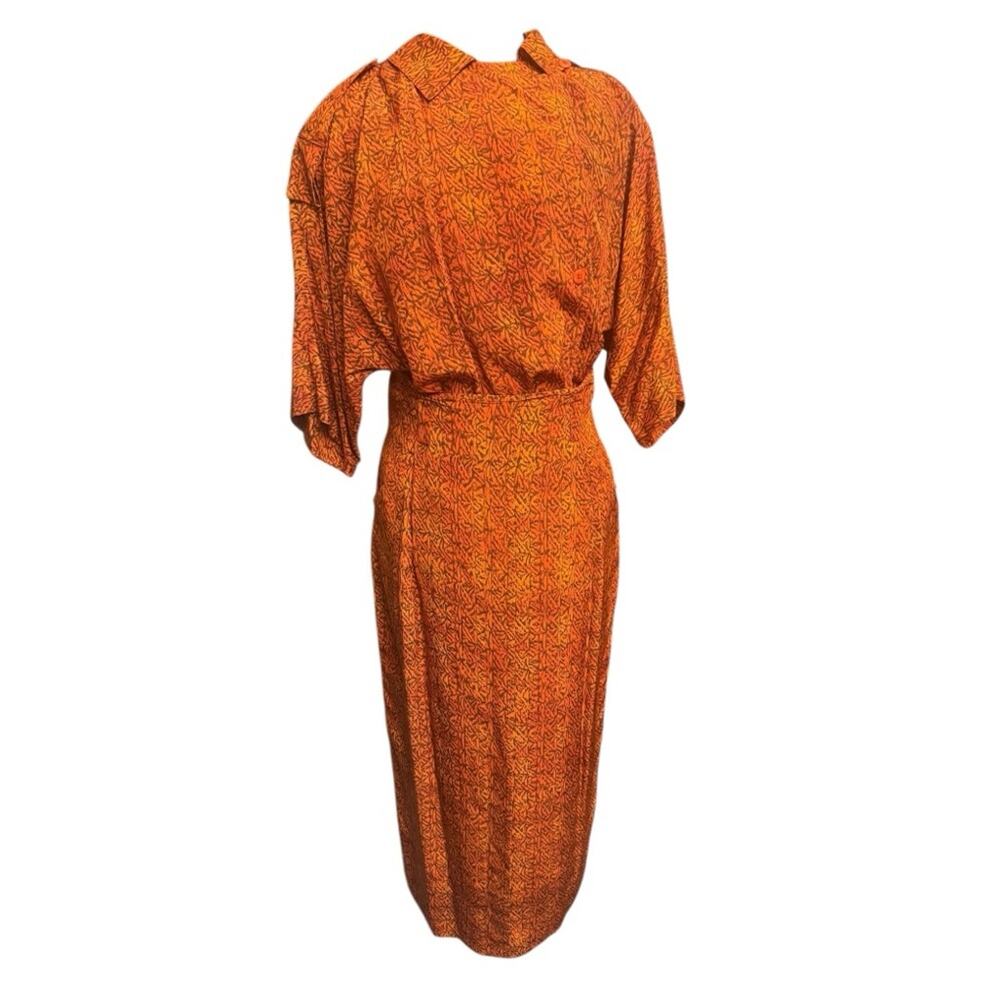 Vtg Ledochowsky Ellen Tracy 2-Piece Abstract Art Silk Set 80s Avant-Garde Size M